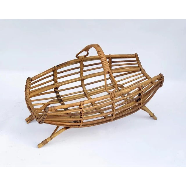 Mid-Century Modern Mid-Century Italian French Riviera Bamboo & Rattan Magazine Rack, 1960s For Sale - Image 3 of 10