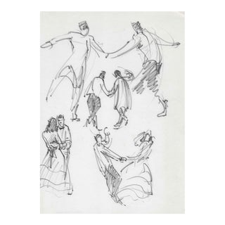 1940s Henry Gasser Figure Drawing of Dancers For Sale