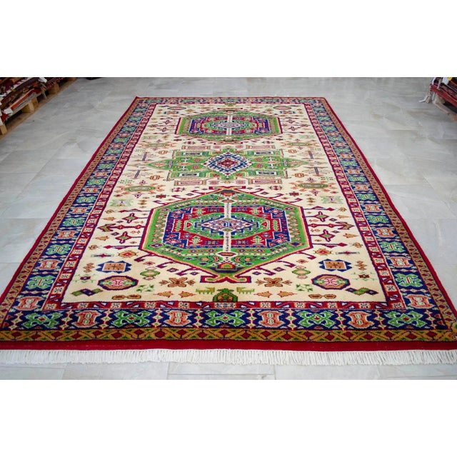 1980s 1980s Vintage Hand Knotted Turkish Rug - 6′11″ × 10′4″ For Sale - Image 5 of 12