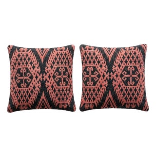Bohemian Turkish Kilim Pillow Cover 15'' X 16'' - Set of Two For Sale