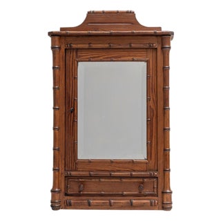 1900s French Mini French Faux Bamboo Armoire For Sale