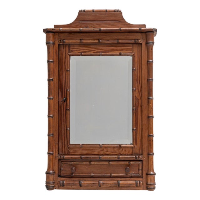 1900s French Mini French Faux Bamboo Armoire For Sale