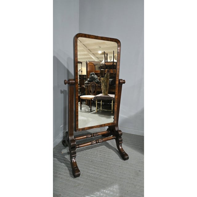Brown Regency Mahogany Cheval Mirror, 1830 For Sale - Image 8 of 14