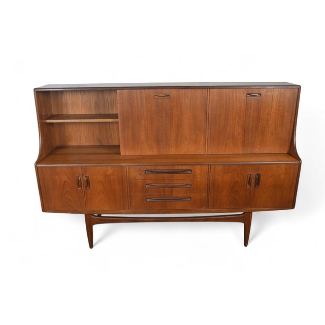 Mid-Century Modern Tall G Plan Fresco Credenza With Bar in Teak For Sale - Image 3 of 12