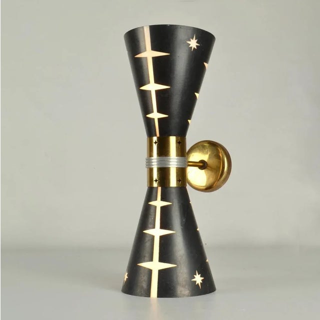 1950s Hourglass Wall Lights in Black and White Glass, 1950s, Set of 2 For Sale - Image 5 of 13