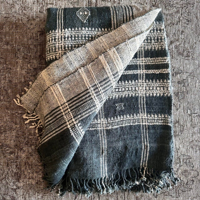 Mid-Century Modern Vintage Akriti Slate Wool Throw For Sale - Image 3 of 7