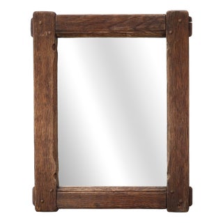 Antique Rustic Oak Wall Mirror, France, 1820s For Sale