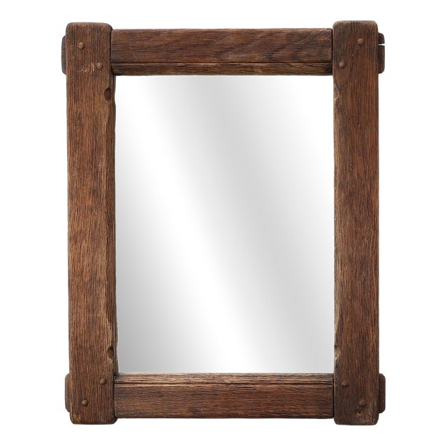 Antique Rustic Oak Wall Mirror, France, 1820s For Sale