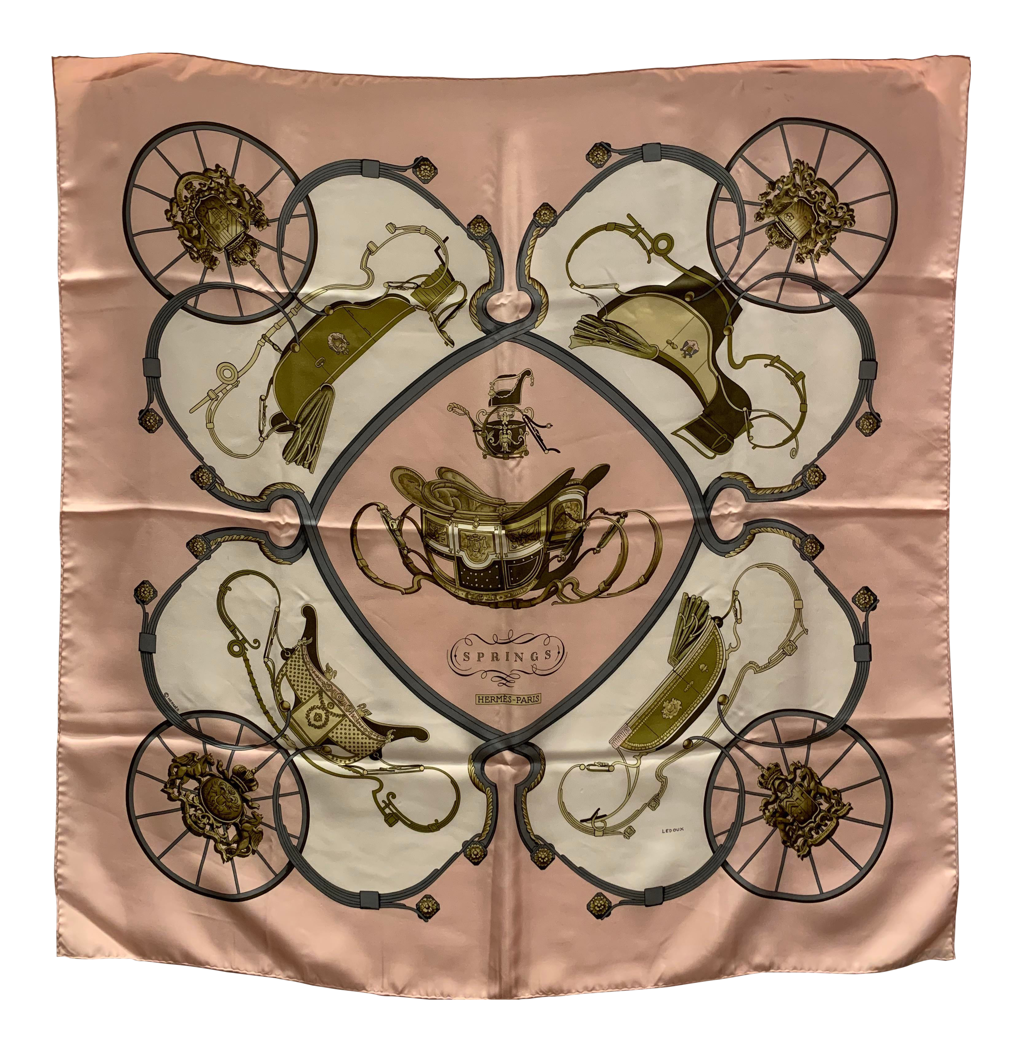 Hermes Springs Equestrian Themed Silk Scarf Chairish
