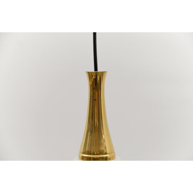 Vintage German Cylindrical Glass Hanging Lamp with Brass, 1960s For Sale - Image 11 of 12