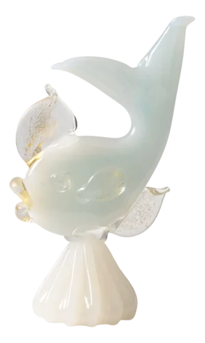White Opaline Glass Fish Figurine from Murano, 1960s