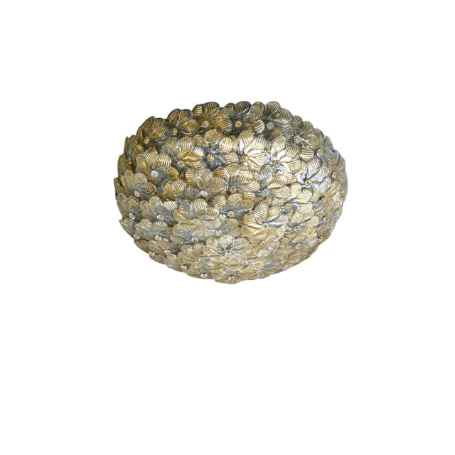 Murano Ceiling Lamp with Flowers with Gold Flecks attributed to Seguso Vetri Darte, 1960s For Sale - Image 11 of 11