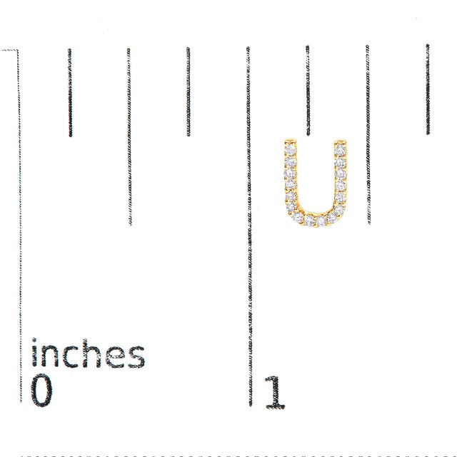 Early 21st Century 10K Yellow Gold 1/10 Cttw Diamond 'U' Initial Stud Earring For Sale - Image 5 of 5