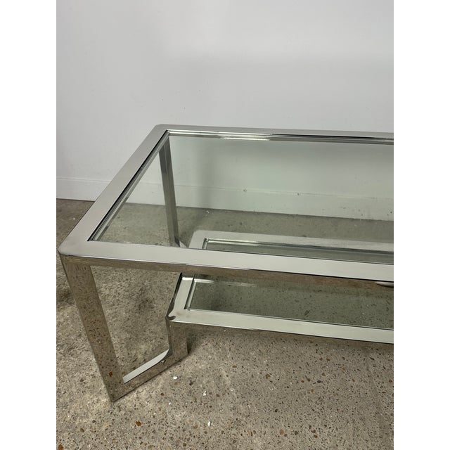 1990s Vintage Rectangular Chrome Coffee Table, 1990s For Sale - Image 5 of 10