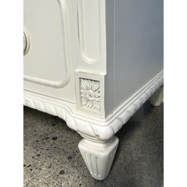 1990s Thomasville Painted Louis XVI Chest With Bookcase Hutch For Sale - Image 5 of 10