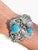 1980s Harry B. Yazzie Navajo Sterling Silver & Turquoise Floral Cuff Bracelet For Sale - Image 9 of 10