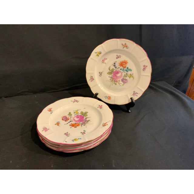 White 19th Century Floral Derby Porcelain Plates - Set of 5 For Sale - Image 8 of 8