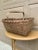 French Country Antique Early 20th Century American Splint Oak Gathering Basket For Sale - Image 3 of 10