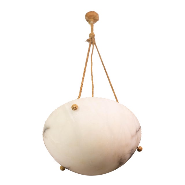 Art Deco White Alabaster Pendant, 1940s For Sale