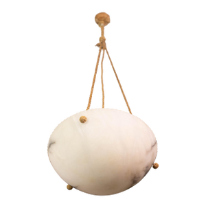 Art Deco White Alabaster Pendant, 1940s