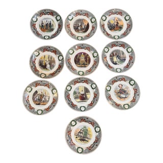 Circa 1840s Creil Et Montereau Political Portrait Plates- Set of 10 For Sale