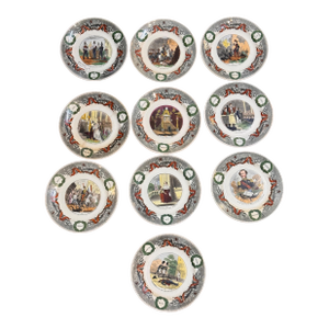 Circa 1840s Creil Et Montereau Political Portrait Plates- Set of 10