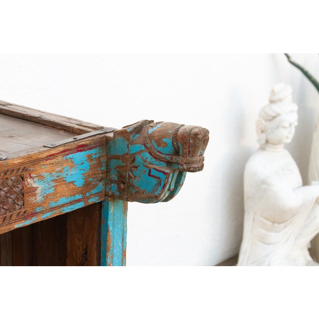 Antique Turquoise Blue Damachiya Cabinet For Sale - Image 11 of 18