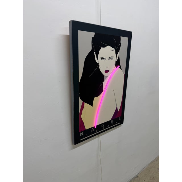 Modern Patrick Nagel Pop Art Print With Pink Neon Accent for Mirage Editions, 1981 For Sale - Image 3 of 17