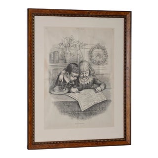 "Santa Claus's Route" Illustration by Thomas Nast for Harper's Weekly C.1880s For Sale