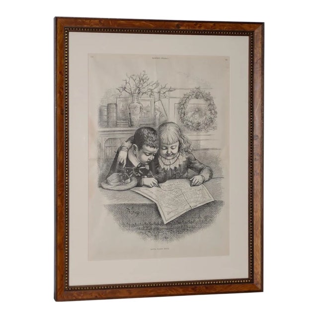"Santa Claus's Route" Illustration by Thomas Nast for Harper's Weekly C.1880s For Sale