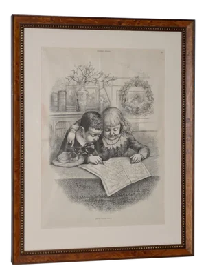 "Santa Claus's Route" Illustration by Thomas Nast for Harper's Weekly C.1880s
