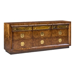 Bernhard Rohne for Mastercraft Mid Century Burlwood and Acid Etched Brass Dresser For Sale