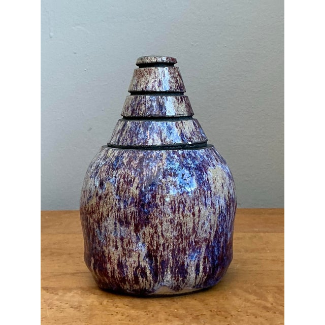 Vintage Glazed Ceramic Lidded Jar For Sale - Image 9 of 12