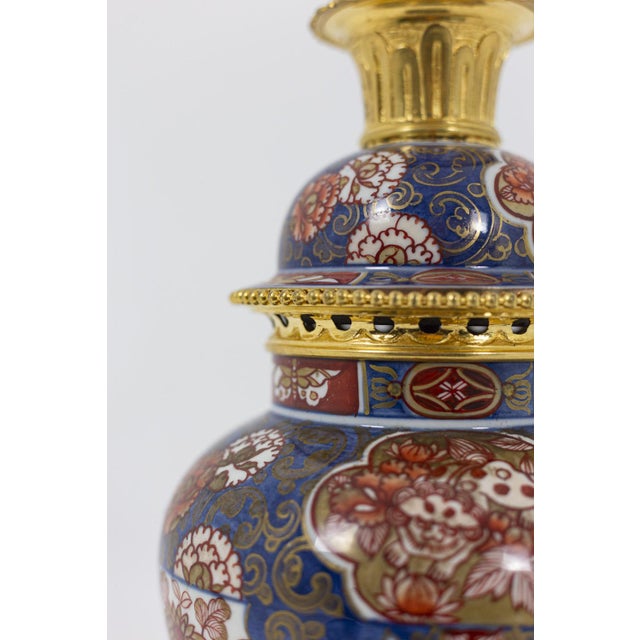 Imari Porcelain and Gilt Bronze Lamp, 1880s For Sale - Image 5 of 8