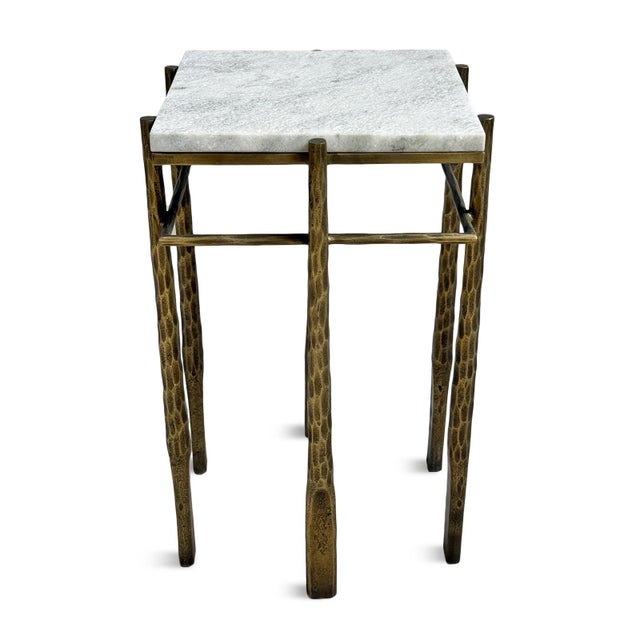 Metal Luna Stone & Bronze Side Table For Sale - Image 7 of 14