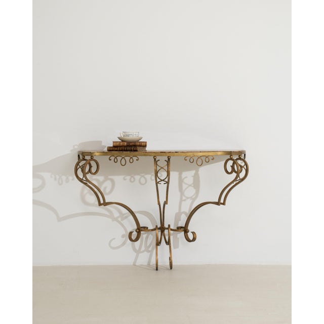 Art Deco Wrought Iron Console Table with Marble Top For Sale - Image 10 of 15