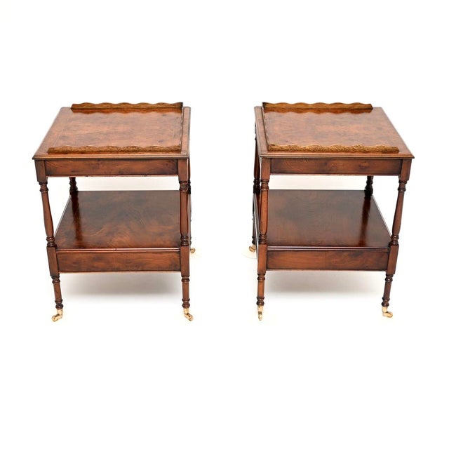 Vintage Georgian Burr Elm Side Tables, 1950, Set of 2 For Sale - Image 4 of 11