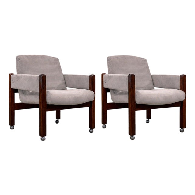 “Jimi” Armchair with Wheels in Rosewood & Ultra Suede, Sergio Rodrigues, 1971 - Lot 420 For Sale