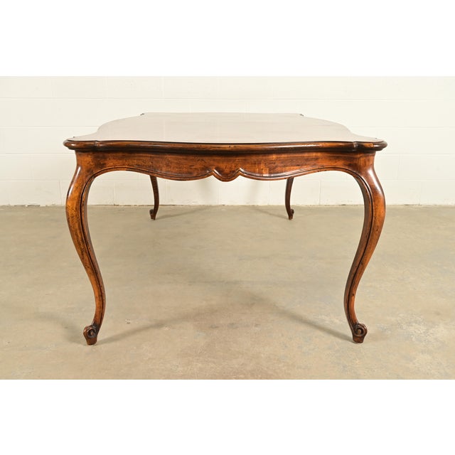 Henredon French Provincial Louis XV Carved Walnut Extension Dining Table With Parquet Top For Sale - Image 13 of 15