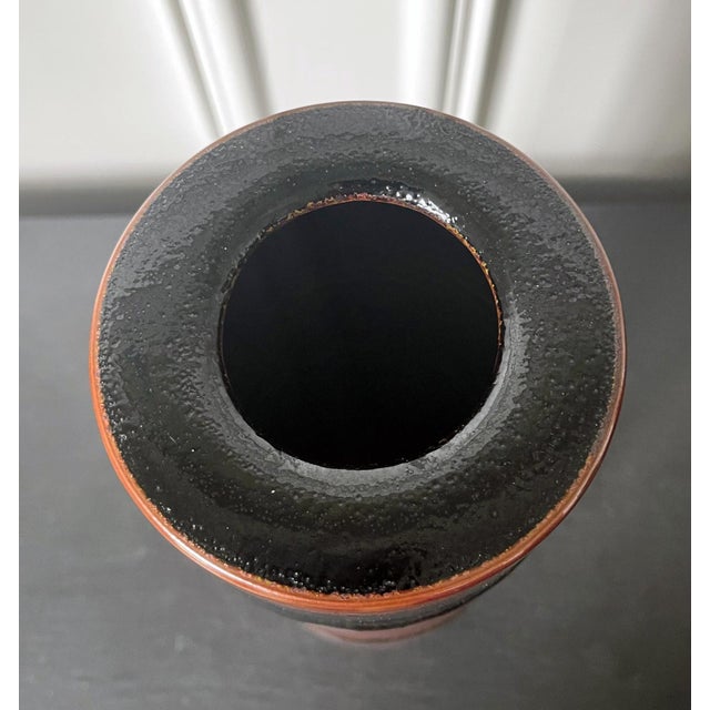 Maroon Early Ceramic Vase with Unique Glaze by Brother Thomas Bezanson For Sale - Image 8 of 18