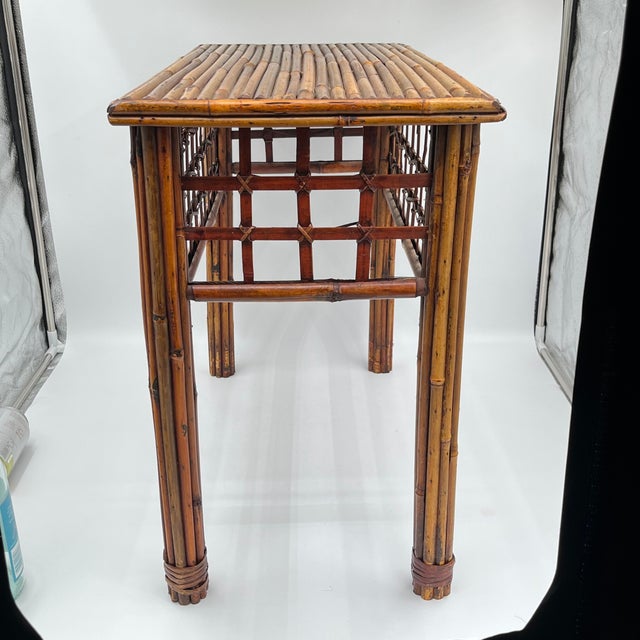 Vintage Pencil Reed Bamboo Side Table For Sale - Image 12 of 18