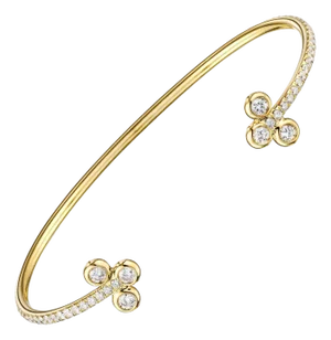 1.75 Carat Micro-Pave Diamond Open Bangle Bracelet 18 Karat Yellow Gold
