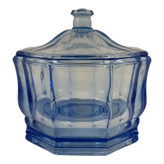 Vintage Blue Glass Candy / Sugar Bowl With the Lid. For Sale