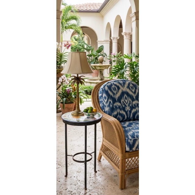 Metal Mediterranean Style Hand-Painted Ceramic and Wrought Iron Coastal Martini Table For Sale - Image 7 of 12