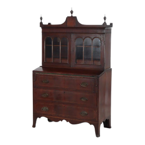 Diminuative Antique Federal Hepplewhite Mahogany & Inlay Secretary C1830