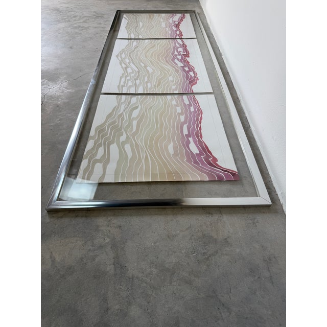 1980's Large “Imaginary Landscape” Abstract Print in Aluminum & Acrylic For Sale - Image 9 of 14