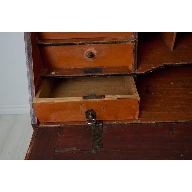 Antique Swedish Secretary Desk with Drawers in Pine, 1820 For Sale - Image 9 of 13