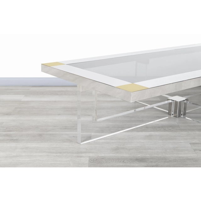 Sandro Petti Monumental Italian Chrome and Lucite Coffee Table by Sandro Petti, 1970s For Sale - Image 4 of 12