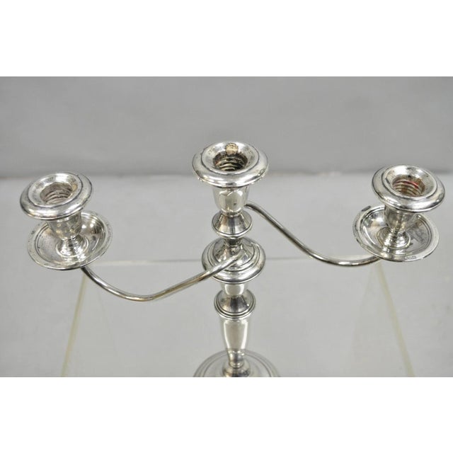 Traditional Vintage Revere Silversmith Sterling Silver Weighted 3 Arm Candelabra Candlestick For Sale - Image 3 of 11