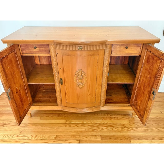 Orange Italian Midcentury Pine Sideboard With Applied Fruit Carvings For Sale - Image 8 of 15